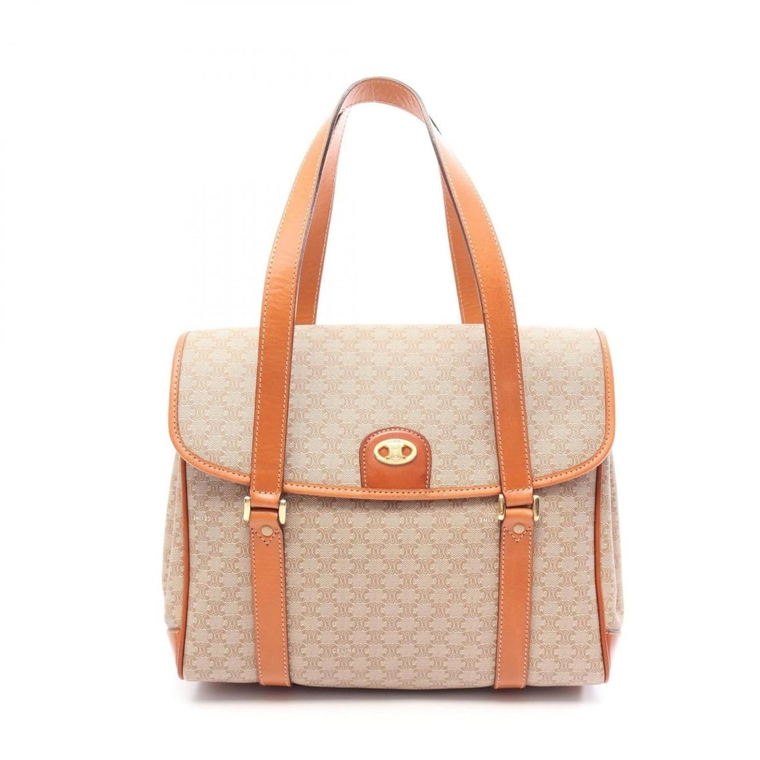 Celine Macadam Handbag, Coated Canvas Leather, Women's, Beige/Brown: --- Catalog ---Category: SizeSize (HxWxD): 24cm x 27cm x 8cm / 9.44'' x 10.62'' x 3.14''Category: DesignType: HandbagColor: Beige, BrownGender: WomenMaterial: Coated canvas , Leather Category: General