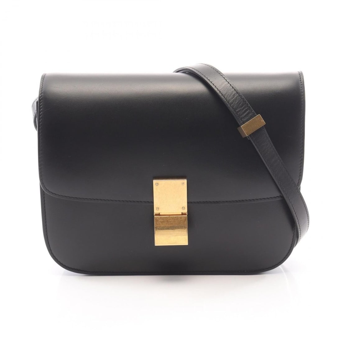 Celine Classic Box Medium Shoulder Bag/Handbag, Leather, Women's, Black
