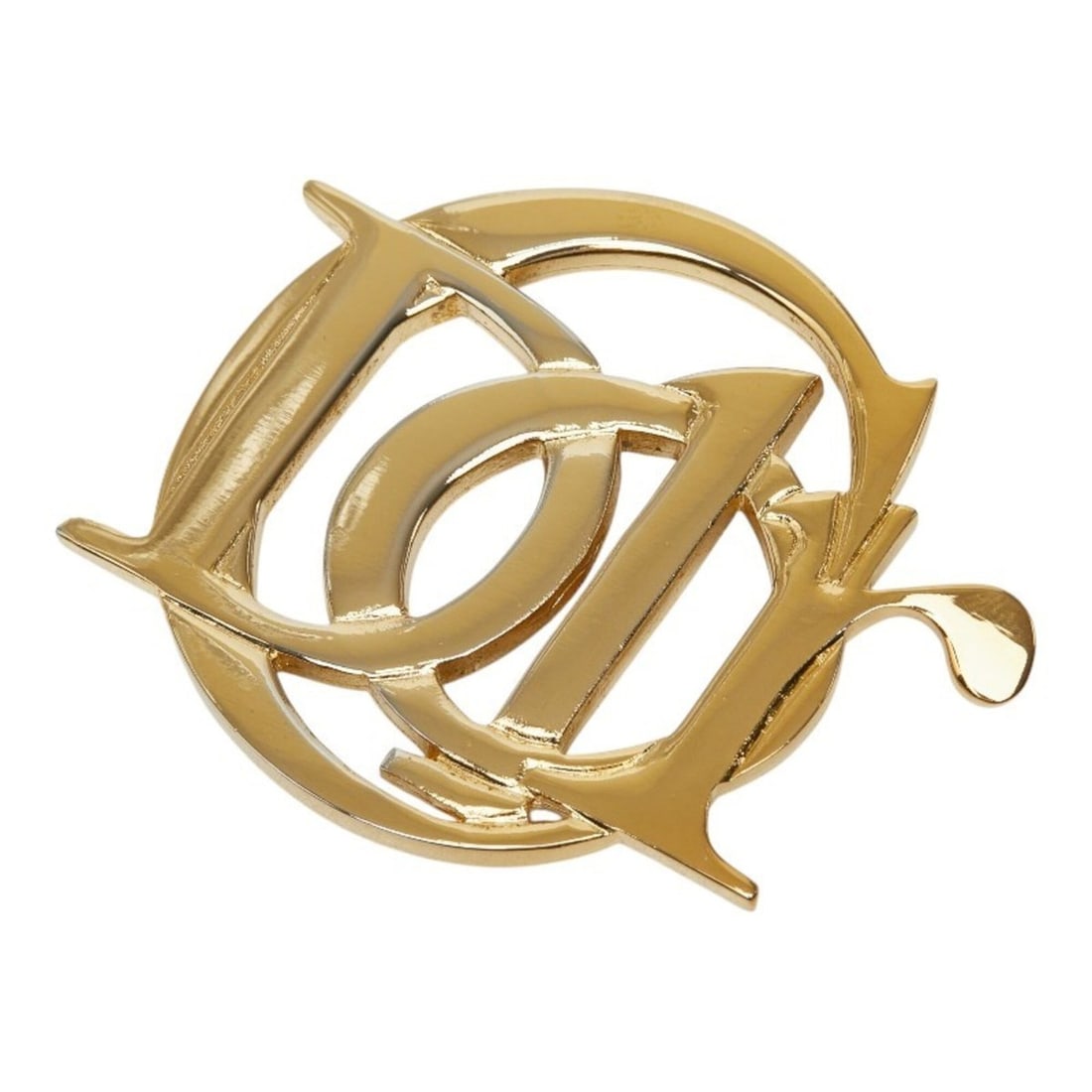 Christian Dior Dior Logo Brooch, Gold Plated, Women's