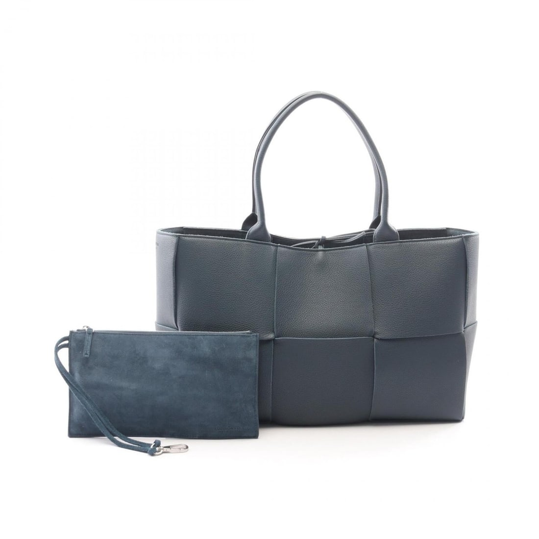 Bottega Veneta Arco Medium Maxi Intrecciato Tote Bag Handbag Leather Women's Navy