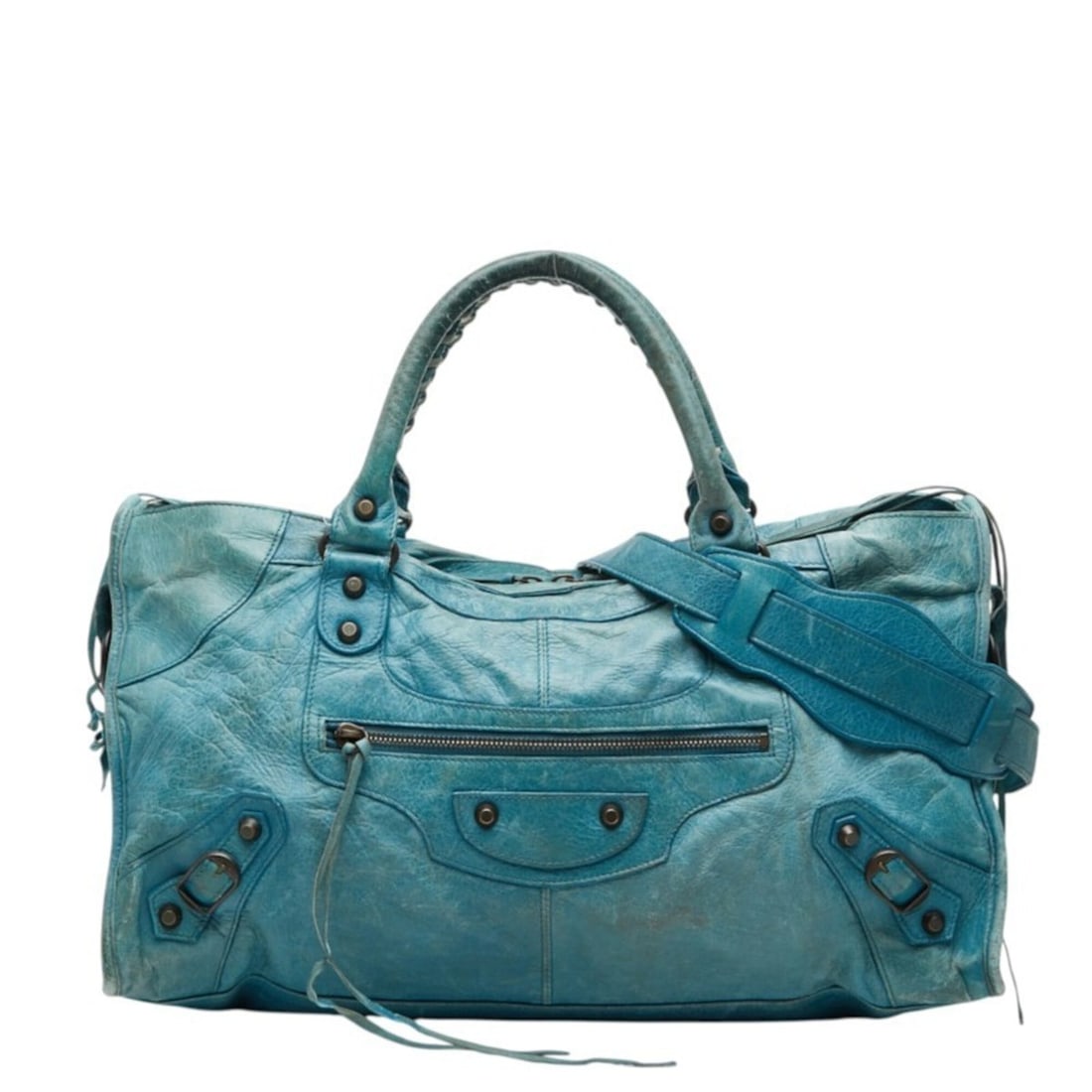 Balenciaga The Giant Part-Time Handbag Shoulder Bag 2WAY 168028 Light Blue Leather Women's