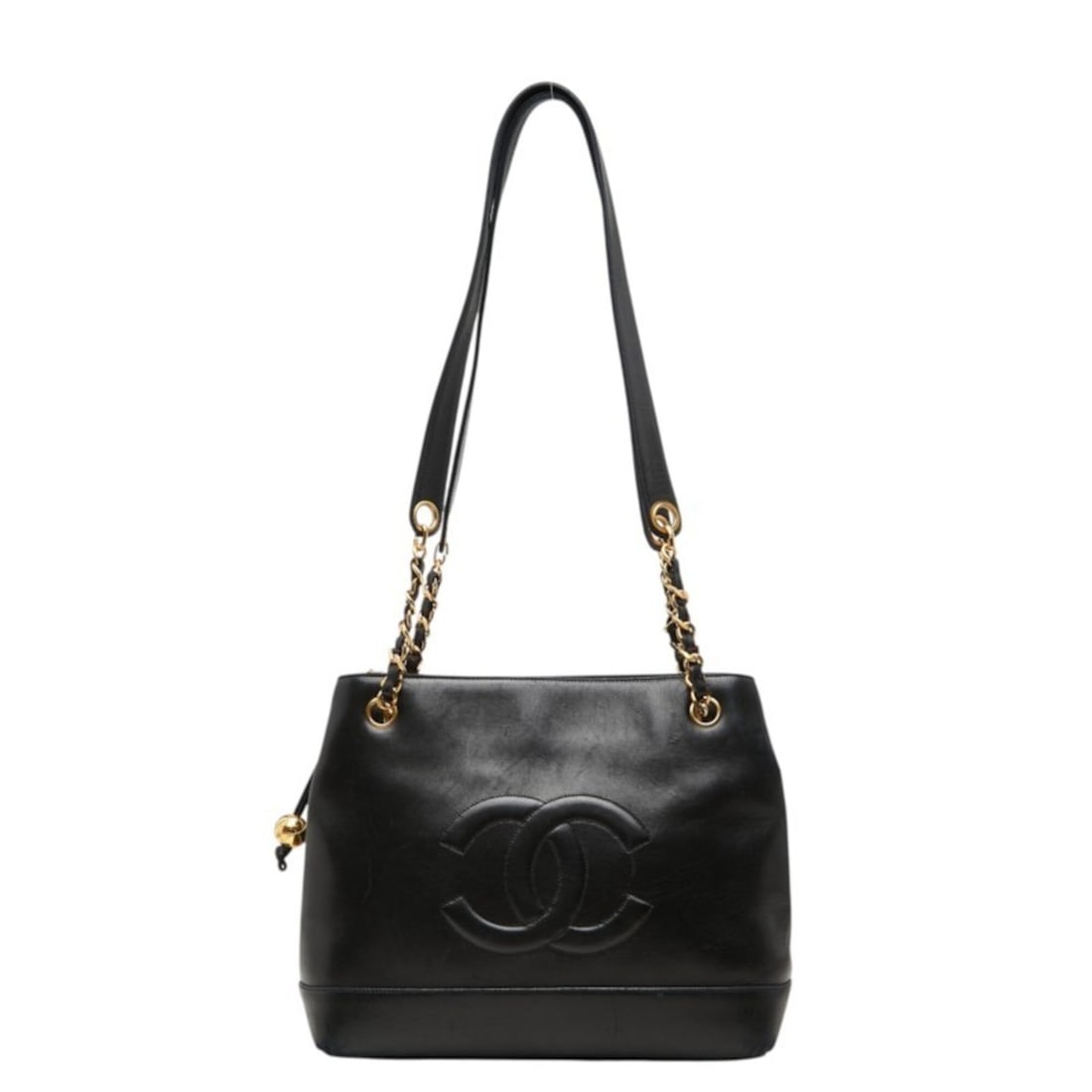 Chanel Coco Mark Chain Tote Bag Handbag Black Lambskin Women's CHANEL: --- Catalog ---Category: SizeSize (HxWxD): 23cm x 28.5cm x 12cm / 9.05'' x 11.22'' x 4.72''Category: DesignType: Handbag, Tote bagColor: BlackGender: WomenMaterial: Leather Category: GeneralBrand: Cha