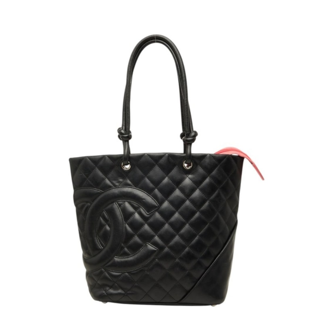 Chanel Cambon Line Coco Mark Tote Bag Handbag Black Pink Leather Women's CHANEL: --- Catalog ---Category: SizeSize (HxWxD): 29cm x 23cm x 11cm / 11.41'' x 9.05'' x 4.33''Category: DesignType: Handbag, Tote bagColor: Black, PinkGender: WomenMaterial: Leather Category: GeneralBrand: