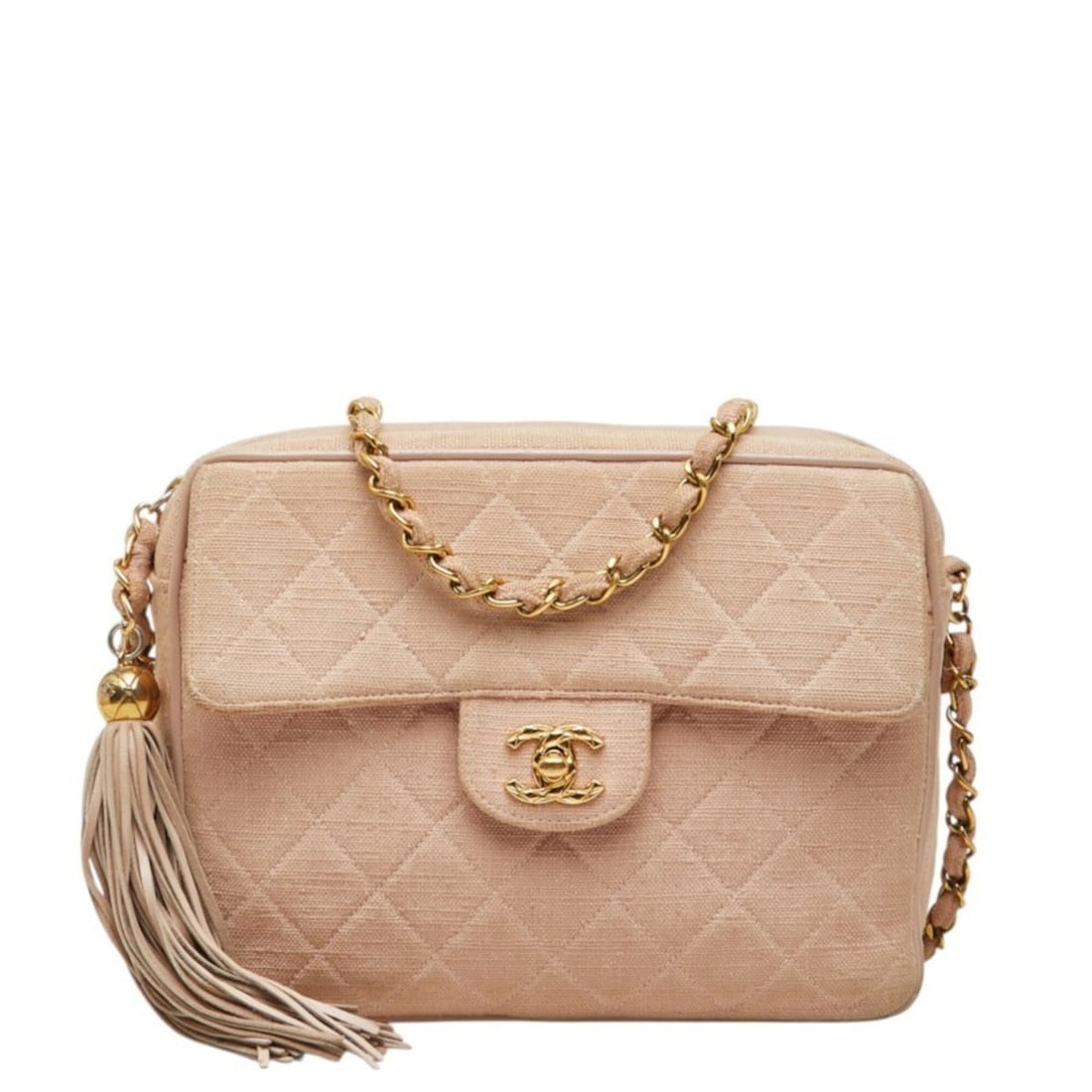 Chanel Vintage Matelassé Coco Mark Fringe Chain Shoulder Bag, Pink with Gold Hardware, Caviar: --- Catalog ---Category: SizeSize (HxWxD): 17cm x 22cm x 7cm / 6.69'' x 8.66'' x 2.75''Category: DesignType: Shoulder bagColor: PinkGender: WomenMaterial: Grained Calfskin , Leather Category: GeneralB