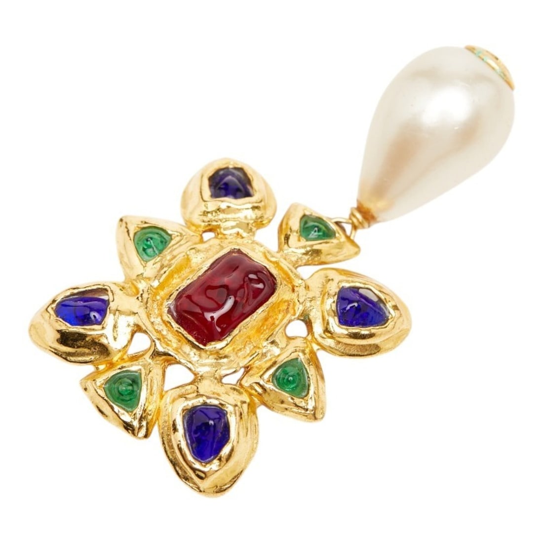 Chanel Vintage Brooch, Gold, Multicolor, Faux Pearl, Stone, Plated Rhinestone, Women's CHANEL: --- Catalog ---Category: SizeStone Size (HxW): 74.60mm x 39.10mm / 2.94'' x 1.54''Category: DesignType: BroochColor: Multi-colorGender: WomenMaterial: RhinestoneCategory: GeneralBrand: Chanel--- Item 