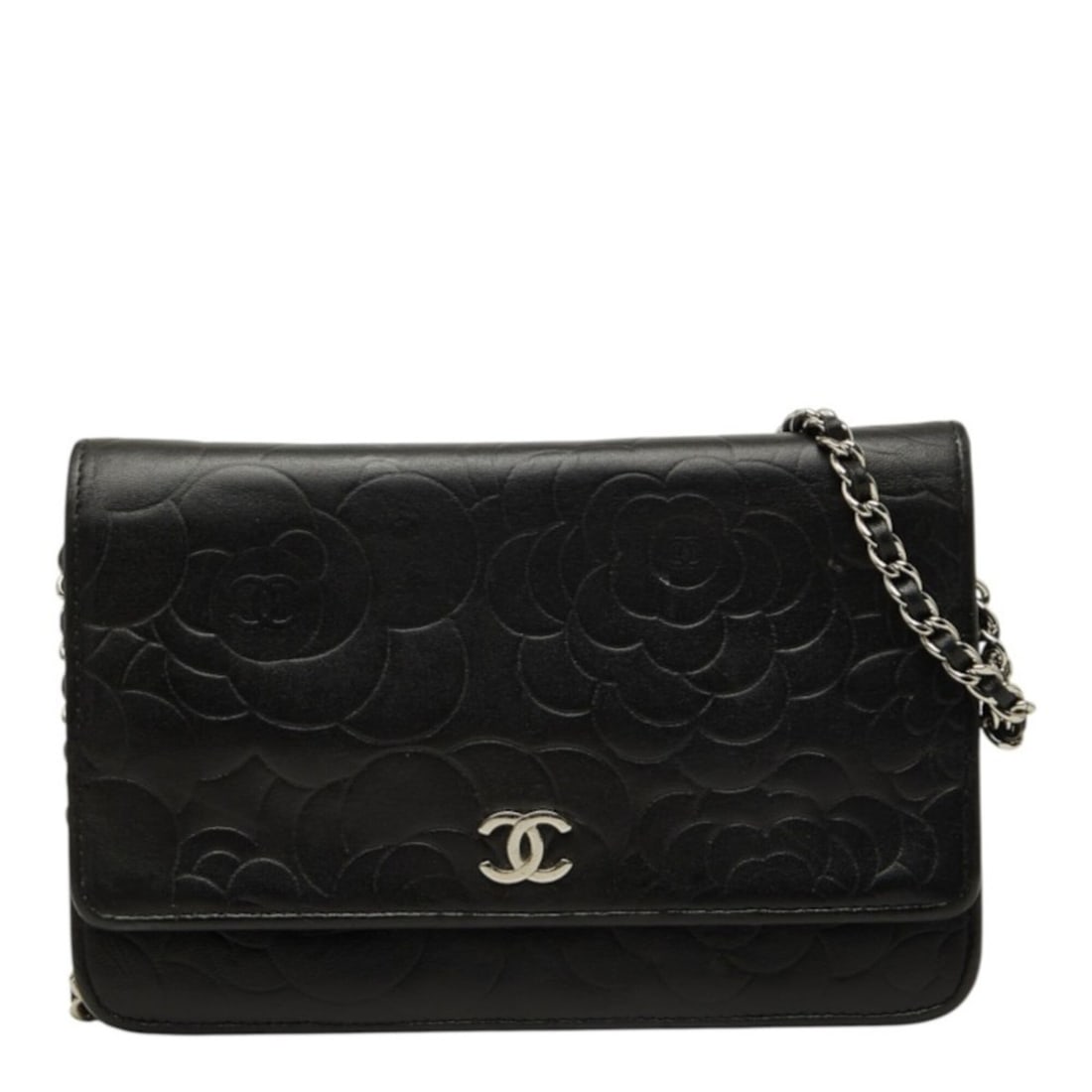 Chanel Camellia Coco Mark Chain Shoulder Bag Wallet Black Lambskin Women's CHANEL: --- Catalog ---Category: SizeSize (HxWxD): 12.5cm x 19cm x 4.5cm / 4.92'' x 7.48'' x 1.77''Category: DesignType: Shoulder bagColor: BlackGender: WomenMaterial: Leather Category: GeneralBrand: Chanel--
