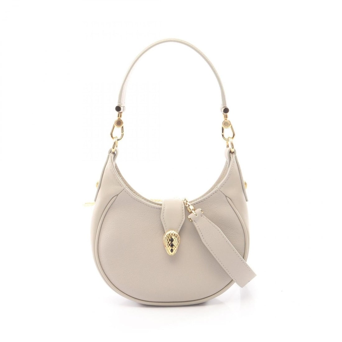 Bulgari BVLGARI Serpenti Ellipse Small 2-Way Handbag, Leather, Women's, Gray