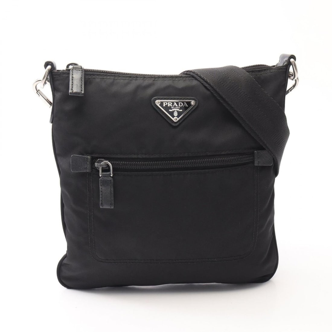 Prada Triangle Logo Shoulder Bag/Handbag, Nylon & Saffiano Leather, Women's, Black: --- Catalog ---Category: SizeSize (HxWxD): 24cm x 24cm x 1cm / 9.44'' x 9.44'' x 0.39''Category: DesignType: Handbag, Shoulder bagColor: BlackGender: WomenMaterial: Nylon , Leather Leather/Fur Type: S