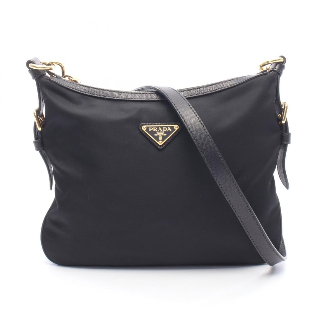 Prada TESSUTO+SAFFIAN Shoulder Bag/Handbag, Nylon and Leather, Women's, Black (BT0706)