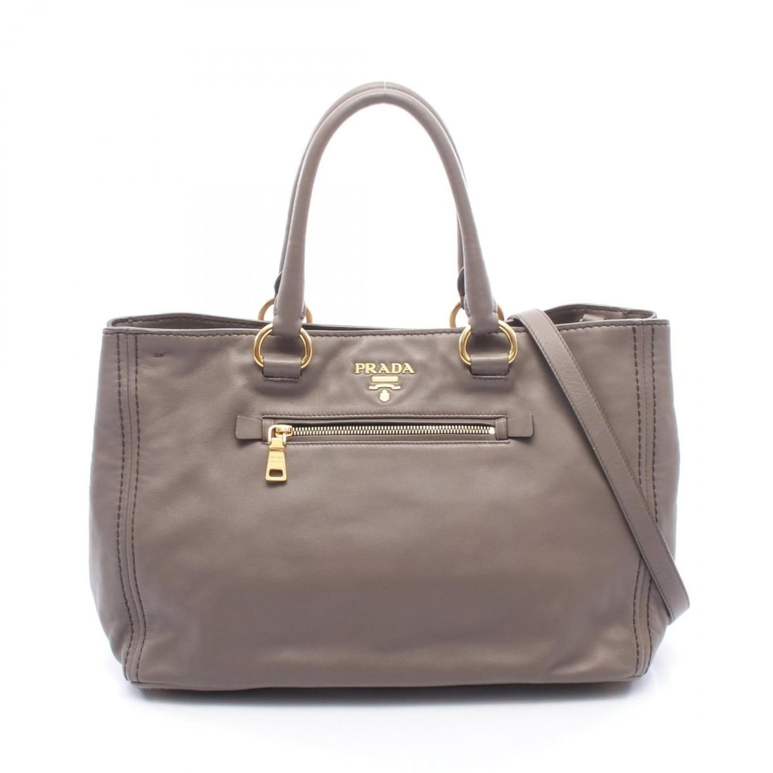Prada PRADA 2-way tote bag/handbag, leather, women's, beige.: --- Catalog ---Category: SizeSize (HxWxD): 26cm x 38cm x 20cm / 10.23'' x 14.96'' x 7.87''Category: DesignType: Handbag, Tote bagColor: BeigeGender: WomenMaterial: Leather Category: GeneralBrand: Prad