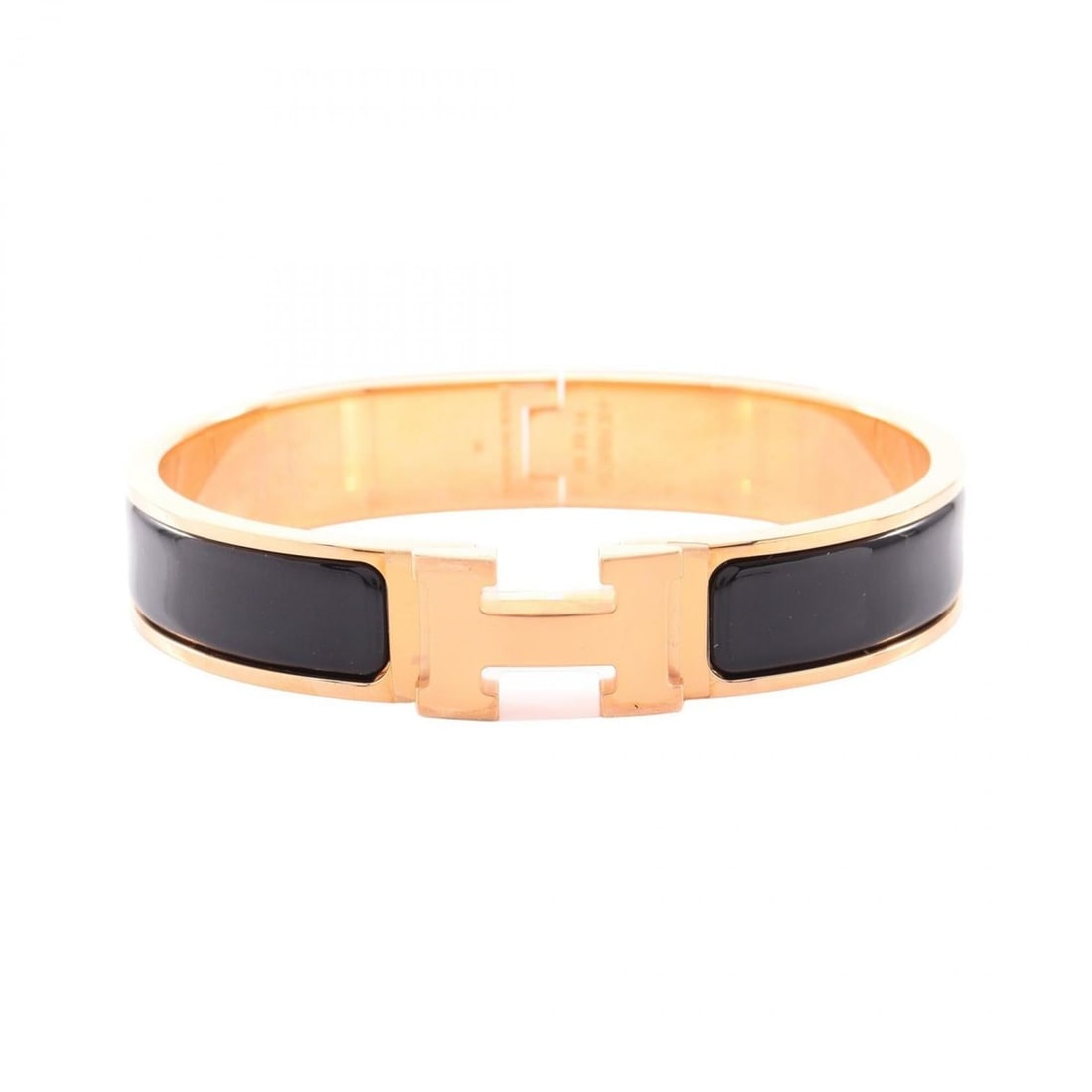 Hermes Click H Bracelet, Gold Plated (GP), Women's, Black/Gold Tone: --- Catalog ---Category: SizeLength: 17cm / 6.69''Category: DesignType: BangleColor: Black, GoldGender: WomenMaterial: Gold platingCategory: GeneralBrand: Hermes--- Item List ---Section: ConditionRank