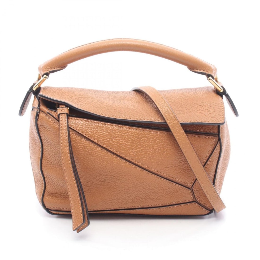Loewe Puzzle Edge Mini 2-Way Handbag, Leather, Women's, Brown: --- Catalog ---Category: SizeSize (HxWxD): 12cm x 17cm x 7cm / 4.72'' x 6.69'' x 2.75''Category: DesignType: HandbagColor: BrownGender: WomenMaterial: Leather Category: GeneralBrand: Loewe--- Item Lis