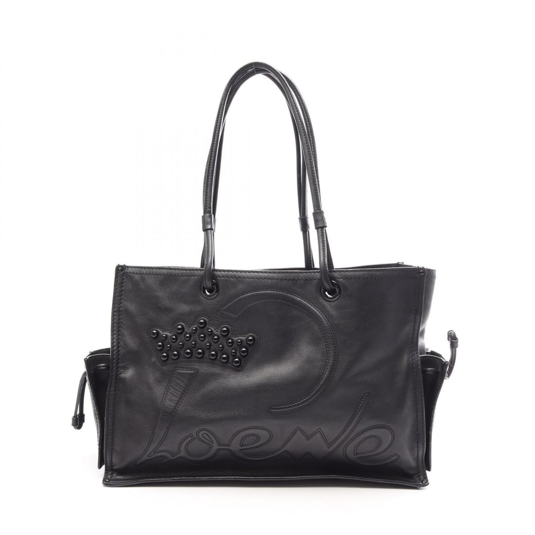 Loewe Crown Logo Tote Bag Handbag Leather Women's Black: --- Catalog ---Category: SizeSize (HxWxD): 29cm x 41cm x 15cm / 11.41'' x 16.14'' x 5.9''Category: DesignType: Handbag, Tote bagColor: BlackGender: WomenMaterial: Leather Category: GeneralBrand: Loewe