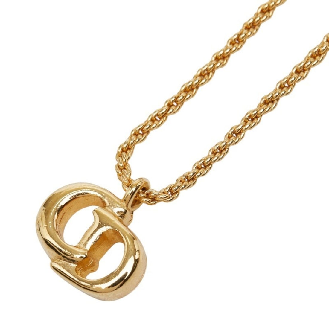 Christian Dior Dior CD Logo Necklace, Gold Plated, Women's