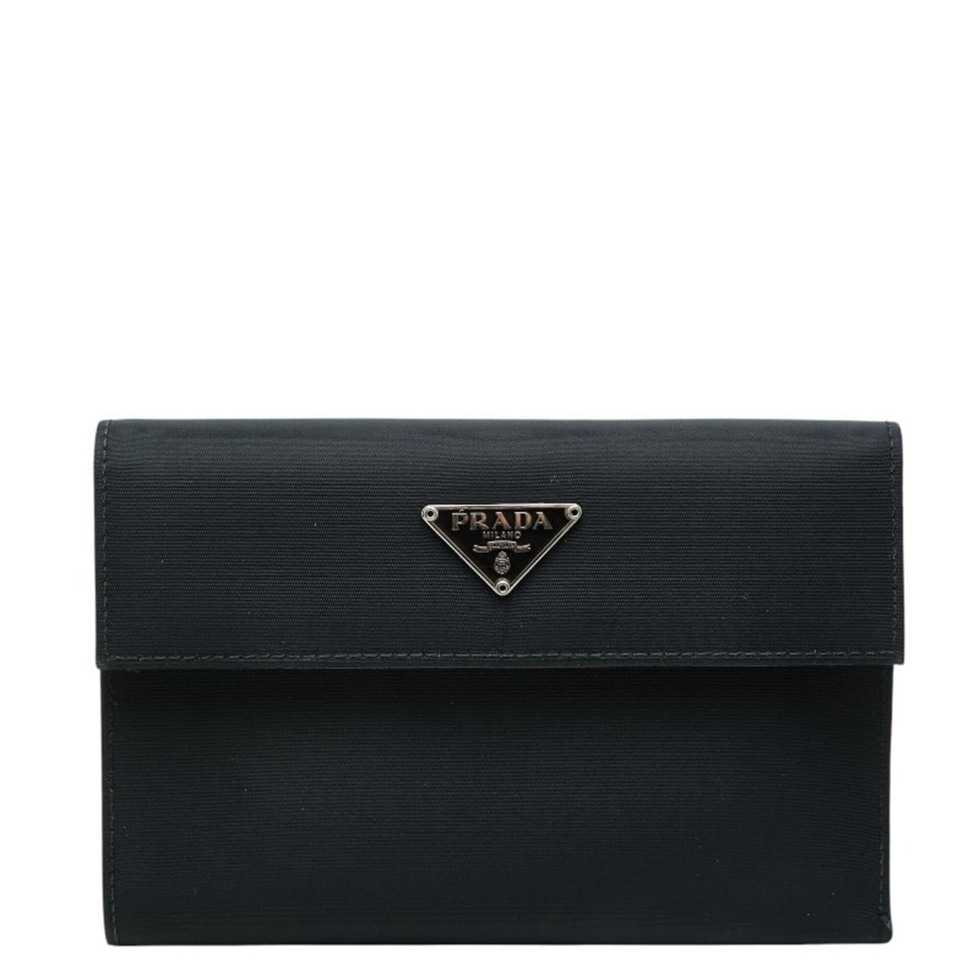 Prada Tri-fold Wallet with Triangle Logo Plate, Black Nylon Leather, Women's PRADA: --- Catalog ---Category: SizeSize (HxWxD): 10.5cm x 15.5cm x 1.5cm / 4.13'' x 6.1'' x 0.59''Category: DesignType: Wallet (tri-fold)Color: BlackGender: WomenMaterial: Nylon , Leather Category: GeneralB