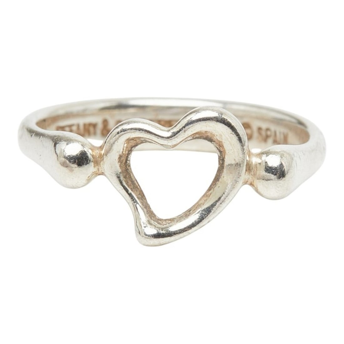 Tiffany & Co. Elsa Peretti Open Heart Ring, Sterling Silver (SV925), Women's Ring.: --- Catalog ---Category: SizeJP Size: 9US Size: 5Category: DesignType: Band ringGender: WomenMaterial: Silver 925Category: GeneralBrand: Tiffany--- Item List ---Section: ConditionRanking: Rank AB Used