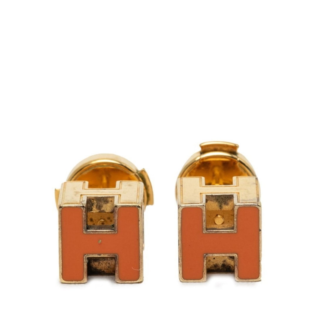 Hermes Cage d'H H-Cube Stud Earrings, Gold Orange Plated, Women's HERMES: --- Catalog ---Category: SizeSize (HxWxD): 7.70mm x 7.70mm / 0.30'' x 0.30''Category: DesignType: Stud earringsColor: Gold, OrangeGender: WomenMaterial: Gold platingCategory: GeneralBrand: Hermes--- I
