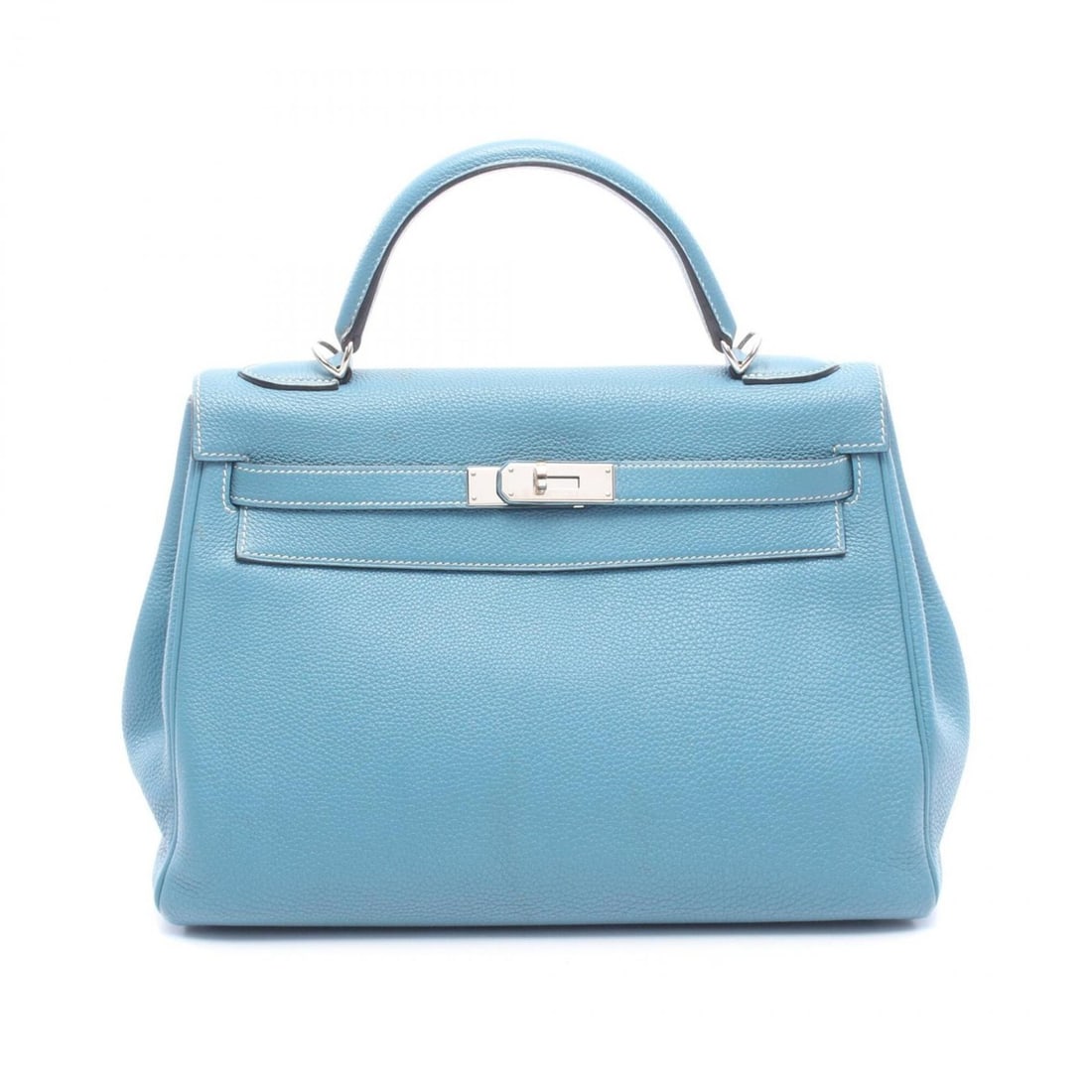 Hermes Kelly 32, 2-way handbag, Togo leather, blue tones.: --- Catalog ---Category: SizeSize (HxWxD): 23cm x 32cm x 12cm / 9.05'' x 12.59'' x 4.72''Category: DesignType: HandbagColor: Blue, Blue jeanGender: WomenMaterial: Togo leather Category: GeneralBrand: 