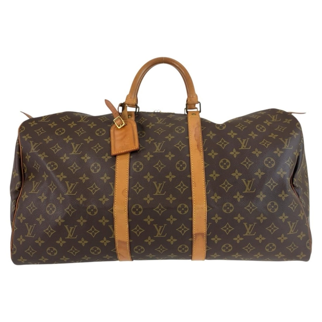LOUIS VUITTON Louis Vuitton Monogram Keepall 55 Brown Gold Hardware Leather Boston Bag M41424 Unisex (1 of 20)