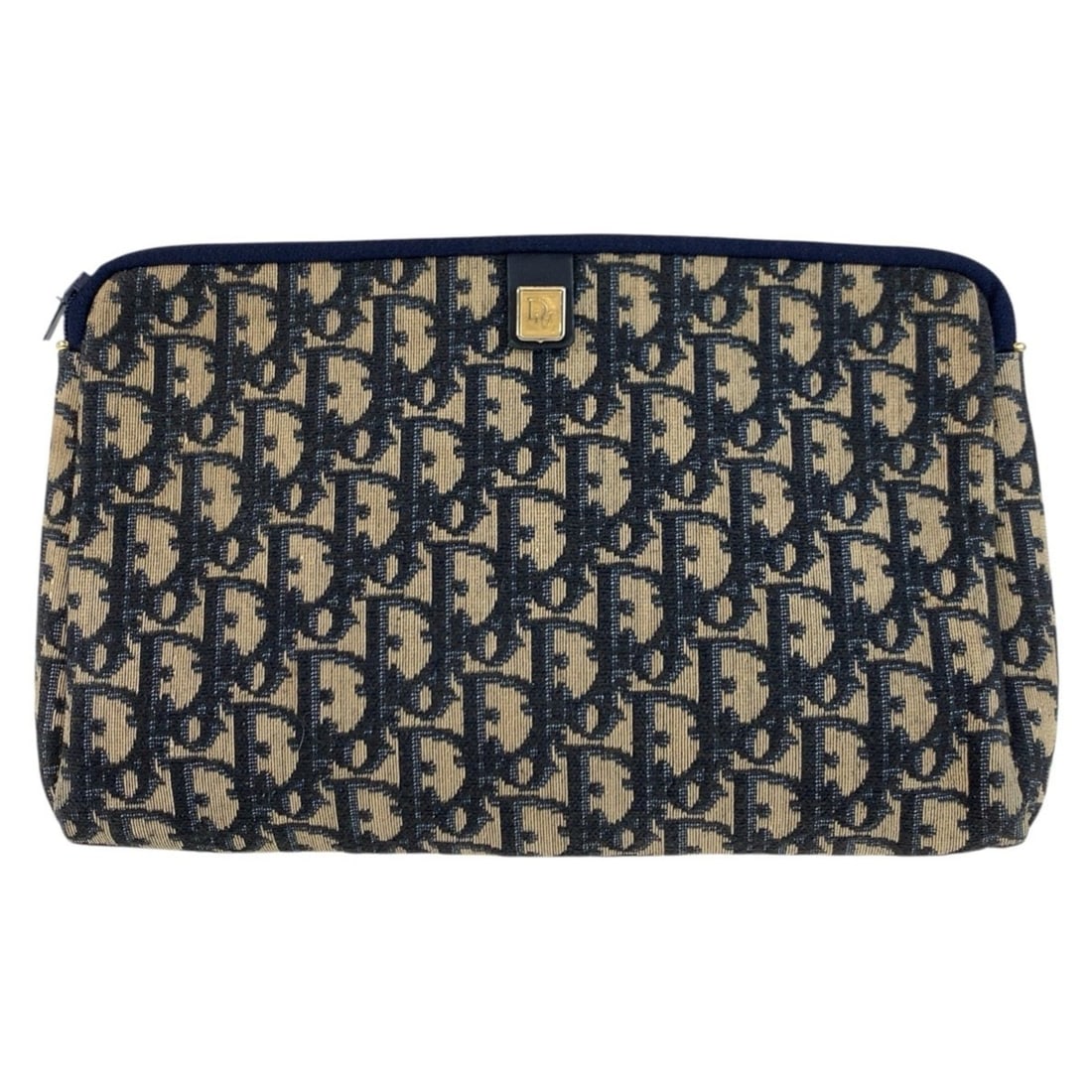 Christian Dior Vintage Trotter Navy Canvas Clutch Bag Handbag Pouch for Women