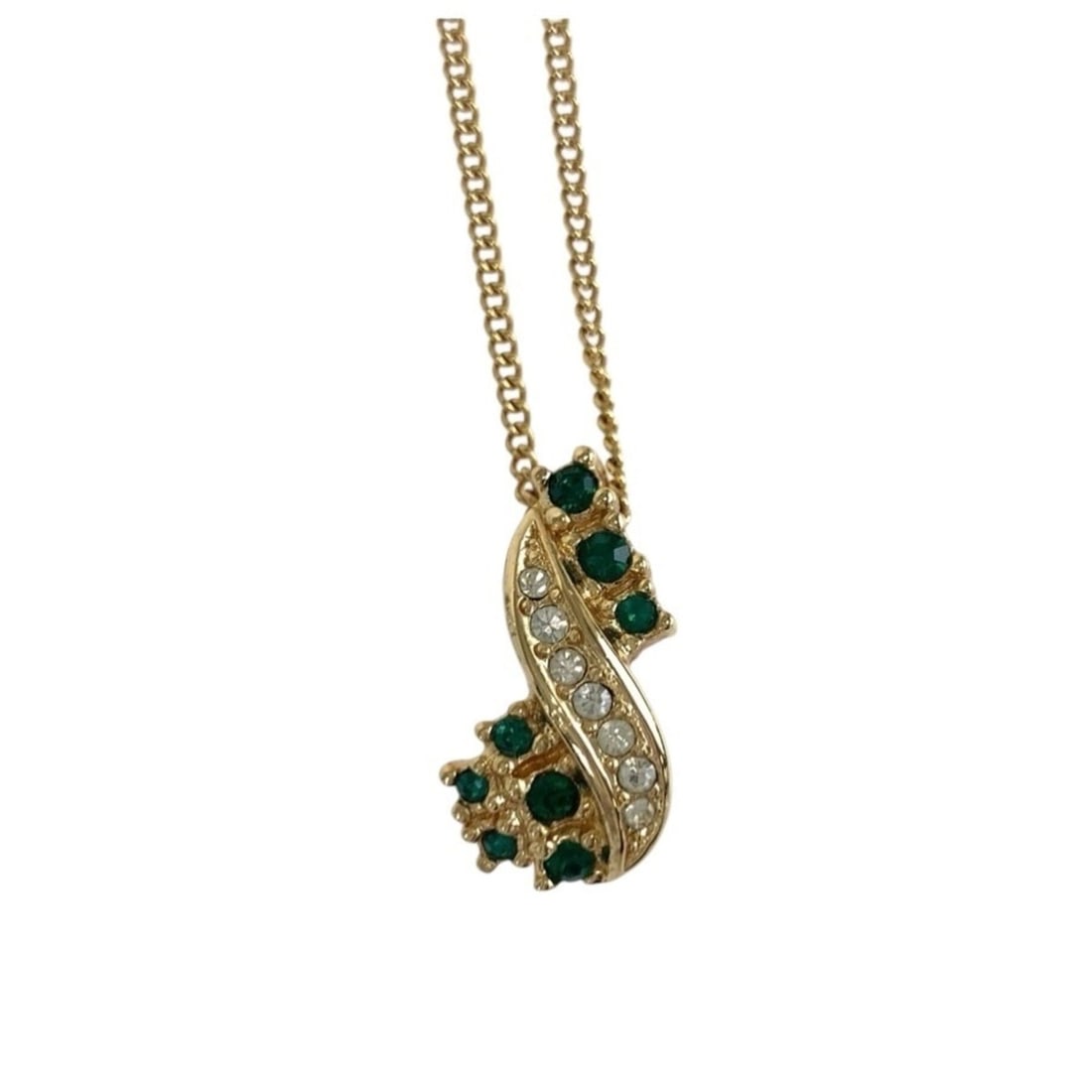Christian Dior Vintage Gold Green Plated Necklace for Women