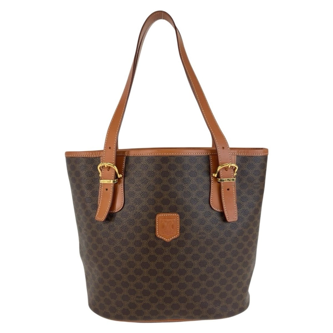 CELINE Macadam Brown Leather Tote Bag/Shoulder Bag (MC97 2) - Women's: --- Catalog ---Category: SizeSize (HxWxD): 23cm x 31cm x 12cm / 9.05'' x 12.2'' x 4.72''Category: DesignType: Shoulder bag, Tote bagColor: BrownGender: WomenMaterial: PVC , Leather Category: GeneralMP