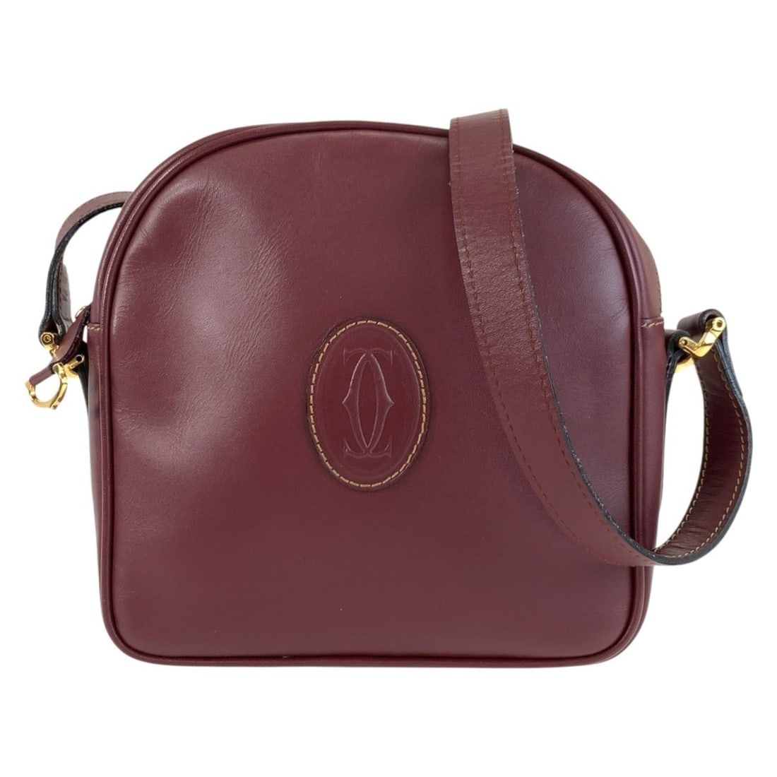CARTIER Cartier Must Line Bordeaux Gold Hardware Leather Shoulder Bag Pouch for Women
