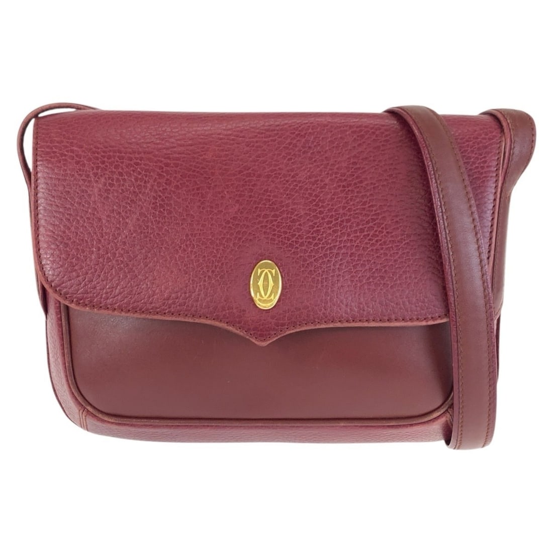 CARTIER Cartier Must Line Bordeaux Gold Hardware Leather Shoulder Bag Pouch for Women: --- Catalog ---Category: SizeSize (HxWxD): 17cm x 23cm x 4cm / 6.69'' x 9.05'' x 1.57''Category: DesignType: Pochette, Shoulder bagColor: BordeauxGender: WomenMaterial: Leather Category: GeneralBrand: