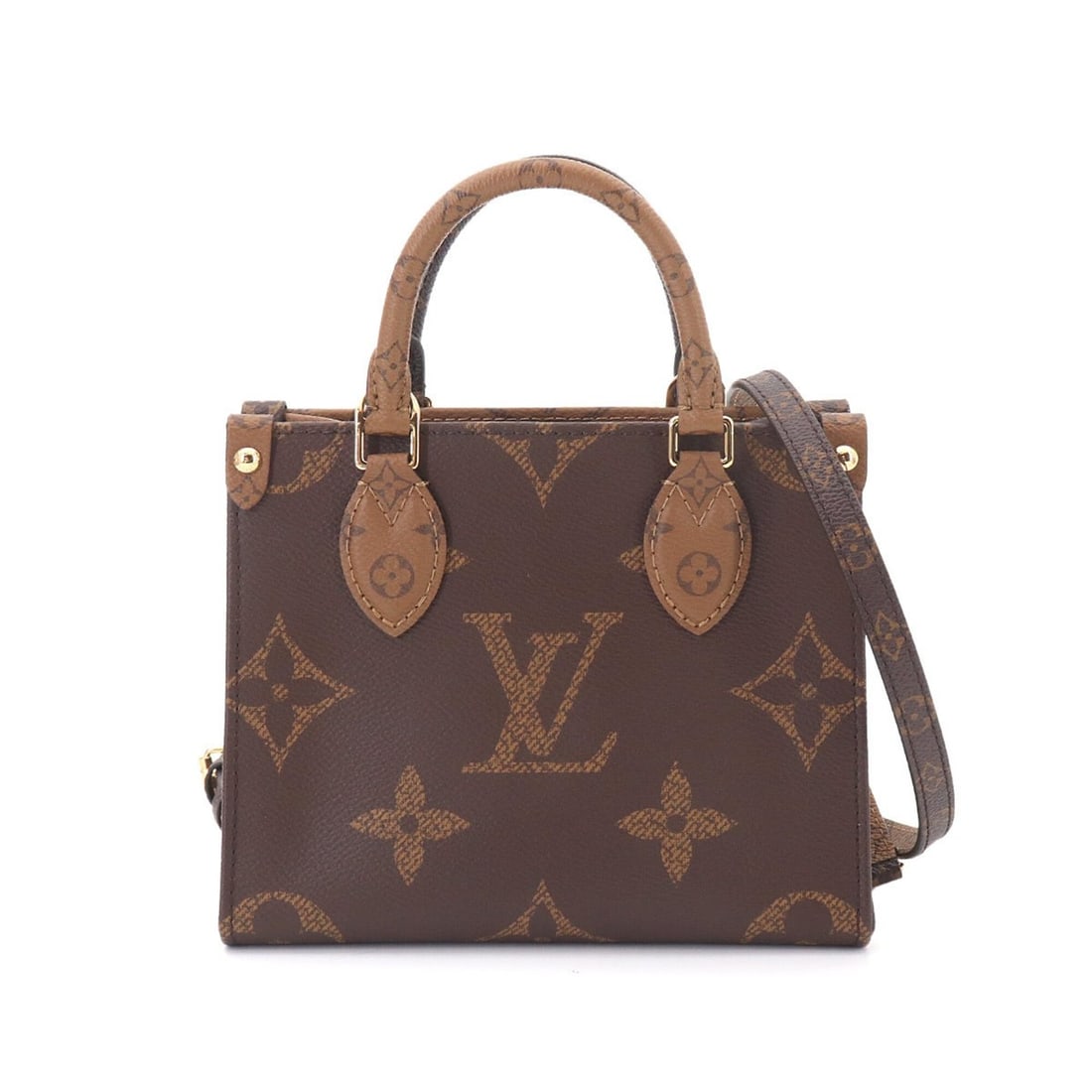 Louis Vuitton OnTheGo BB Monogram Giant Reverse 2-way Hand/Shoulder Handbag M46839 RFID: --- Catalog ---Category: SizeSize (HxWxD): 14.5cm x 18cm x 8cm / 5.7'' x 7.08'' x 3.14''Category: DesignType: HandbagColor: BrownGender: WomenCategory: GeneralMPN: M46839Brand: Louis VuittonCountry of