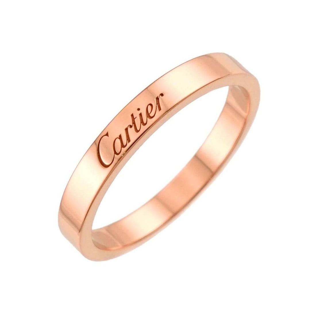 Cartier C de Ring #59, 3mm wide, 18K PG (Pink Gold 750), engraved.