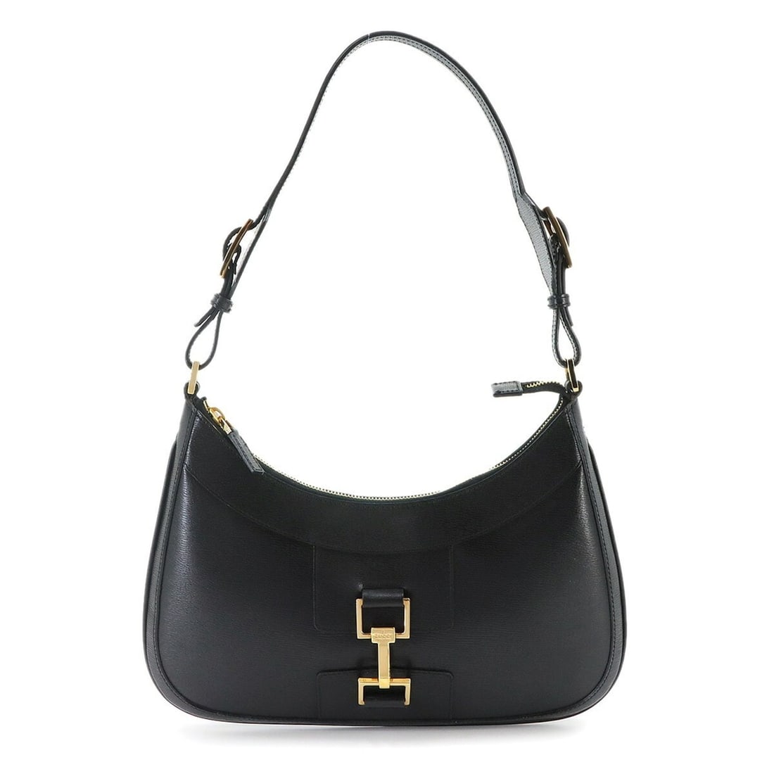 Gucci Shoulder Handbag, Leather, Black, 0014128, Gold Hardware