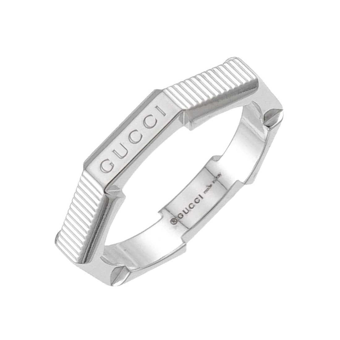Gucci Link to Love Ring #13, 18K White Gold (750)