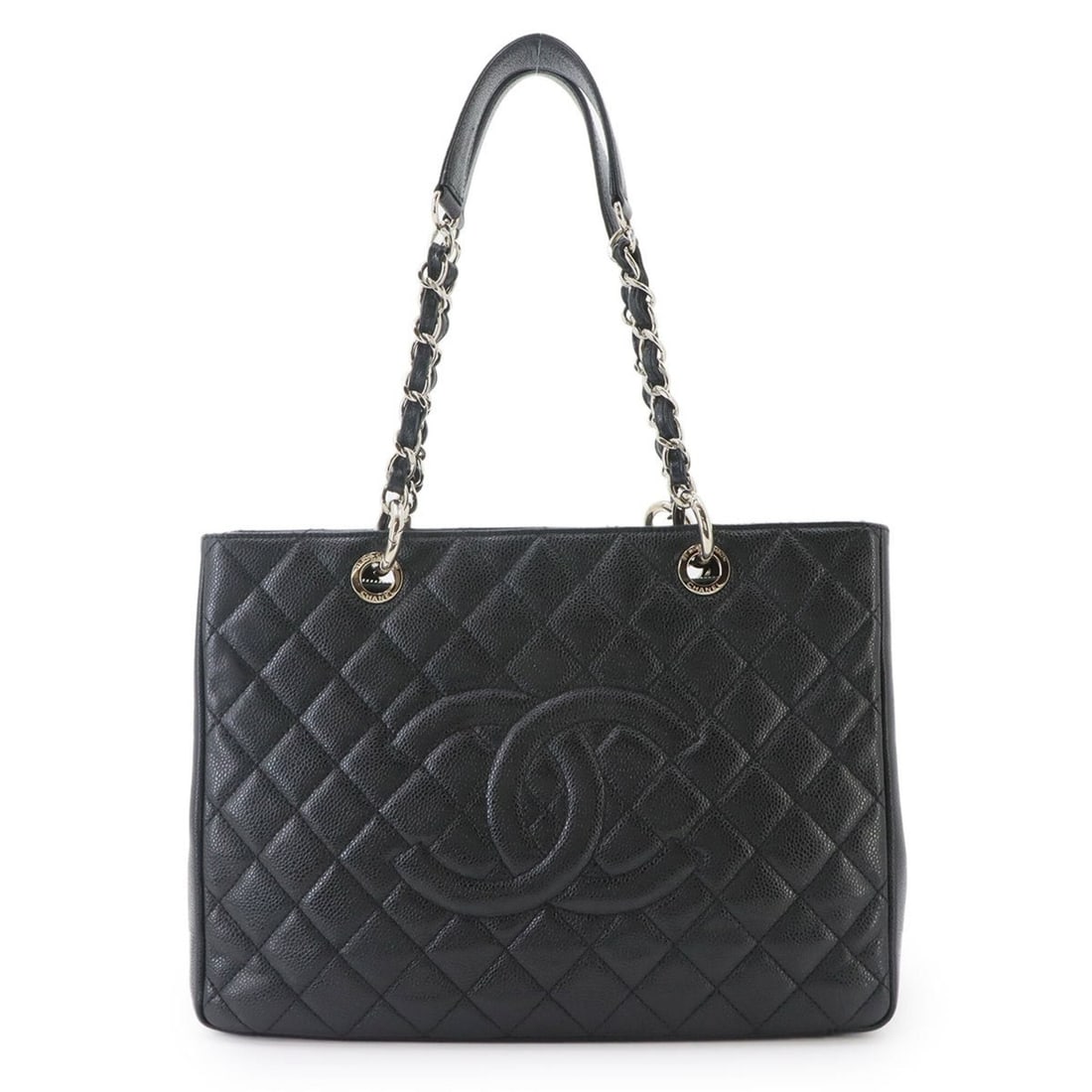 Chanel Matelasse Grand Chain Tote Handbag GST Caviar Leather Black A50995