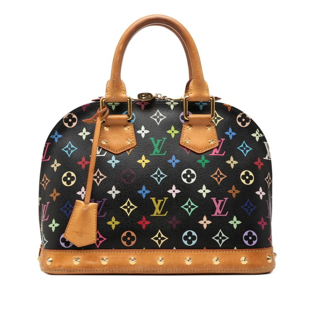 Louis Vuitton Monogram Multicolor Alma New Model Studded Handbag M92646 Noir Black Leather Women's (1 of 13)