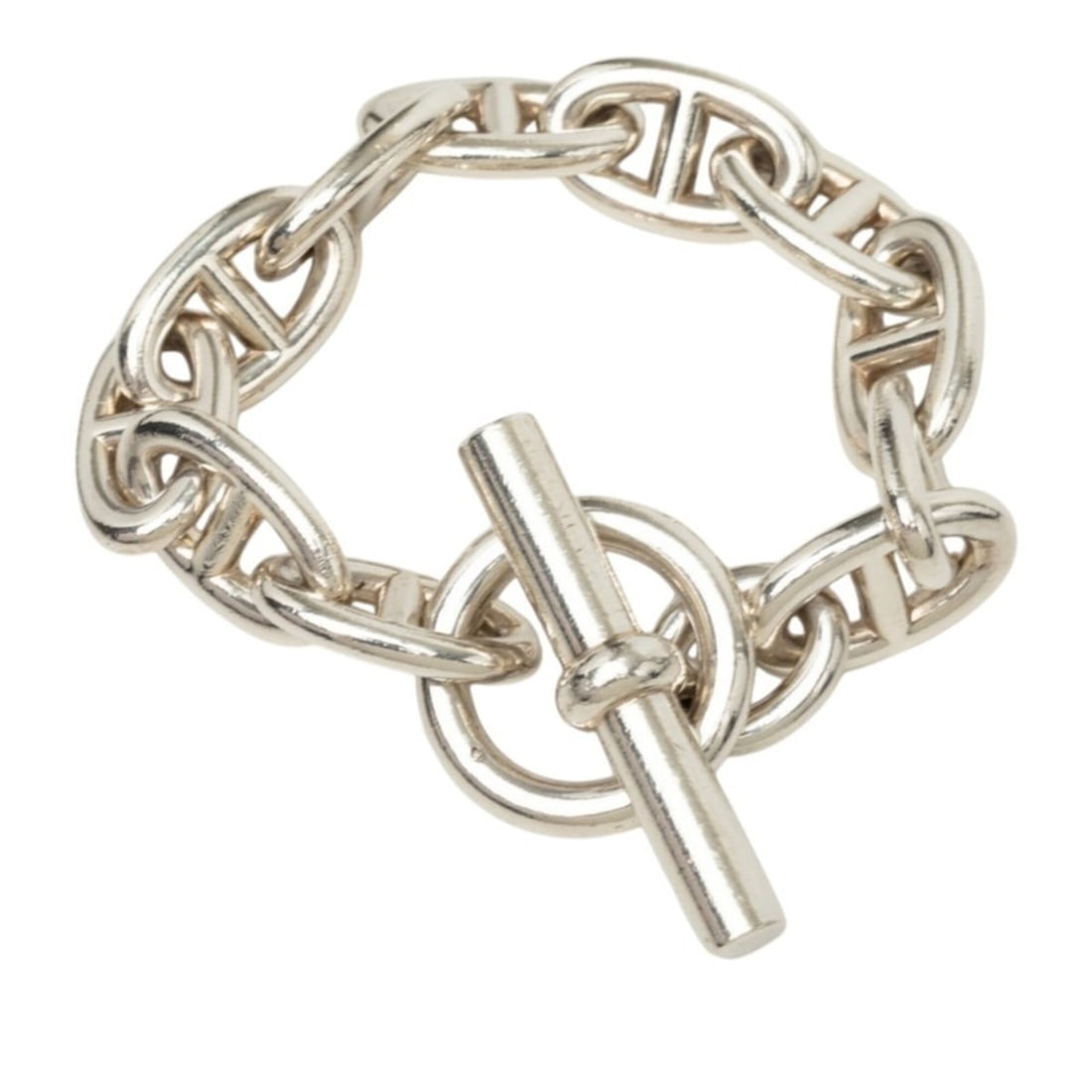 Hermes Chaine d'Ancre TGM 11-link chain bracelet, T-bar, SV925 silver, women's.: --- Catalog ---Category: SizeLength: 16cm / 6.29''Category: DesignType: Charm braceletGender: WomenMaterial: Silver 925Category: GeneralBrand: Hermes--- Item List ---Section: ConditionRanking: Rank AB