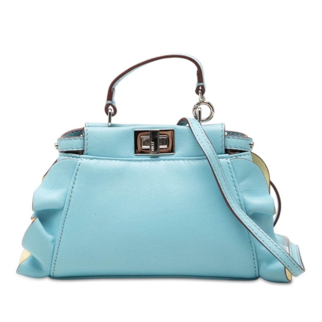 Fendi Micro Peekaboo Handbag Shoulder Bag 2WAY 8M0355 Blue Leather Women's FENDI (1 of 14)