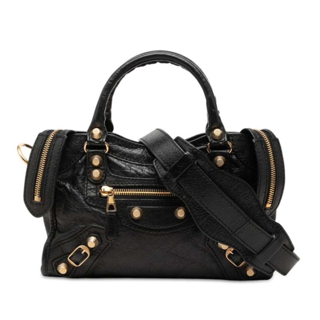 Balenciaga Giant Mini City Handbag Shoulder Bag 2WAY 309544 Black Leather Women's BALENCIAGA (1 of 11)