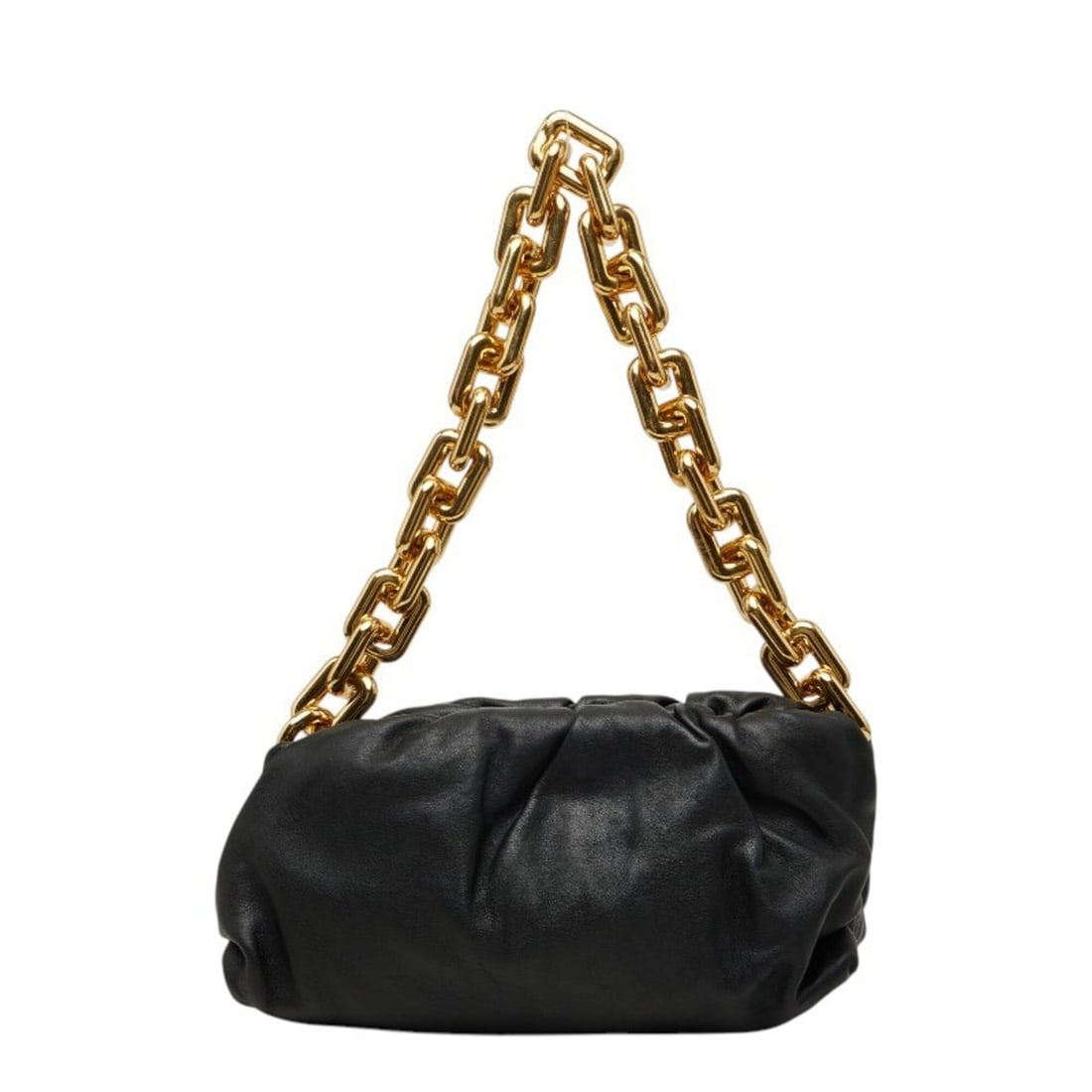 Bottega Veneta The Chain Handbag Pouch Chunky Clutch Bag Black Gold Leather Women's BOTTEGAVENETA: --- Catalog ---Category: SizeSize (HxWxD): 17cm x 30cm x 9cm / 6.69'' x 11.81'' x 3.54''Category: DesignType: Clutch bag, HandbagColor: BlackGender: WomenMaterial: Leather Category: GeneralBrand: Bott
