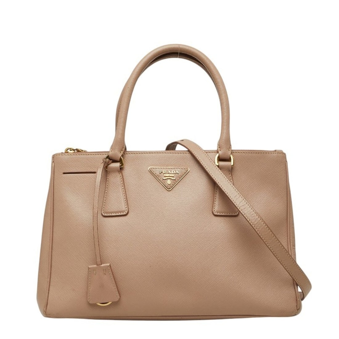 Prada Galleria Triangle Logo Plate Handbag/Shoulder Bag 2-Way Beige Saffiano Leather Women's PRADA: --- Catalog ---Category: SizeSize (HxWxD): 19cm x 31cm x 13cm / 7.48'' x 12.2'' x 5.11''Category: DesignType: Handbag, Shoulder bagColor: BeigeGender: WomenMaterial: Saffiano triangle , Leather