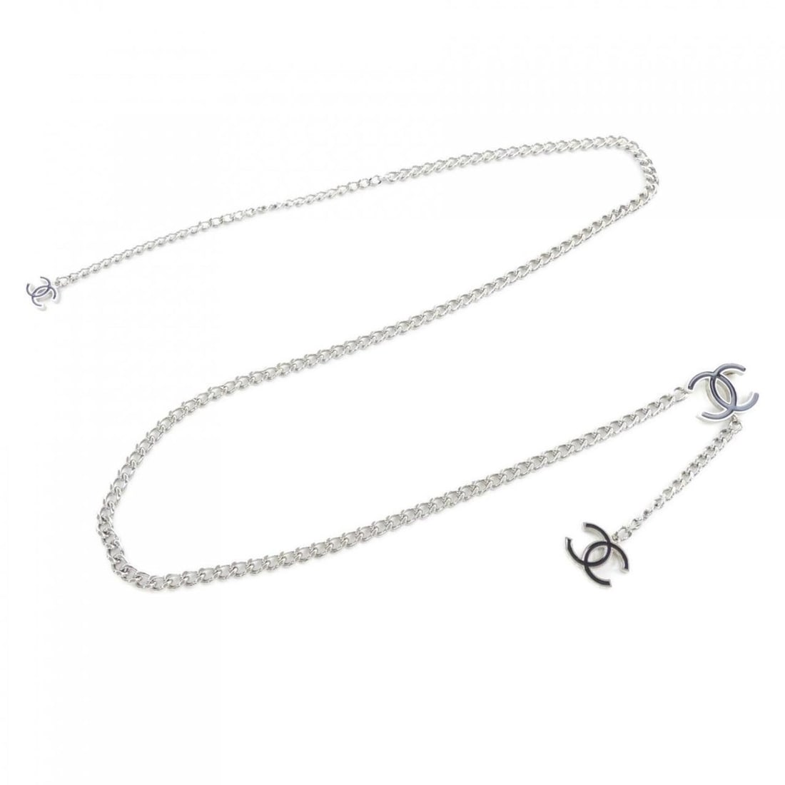 Chanel belt: --- Catalog ---Category: SizeLength: 80.5cm - 97cm / 31.69'' - 38.18''Category: DesignType: Chain beltColor: SilverGender: WomenCategory: GeneralBrand: Chanel--- Item List ---Section: