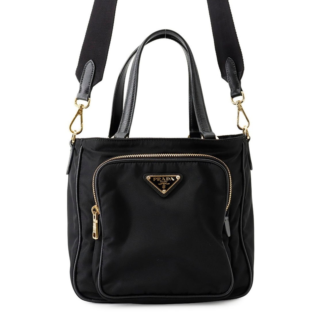 Prada Triangle Nylon Handbag 1BG308 PRADA 2-way Shoulder Bag Black: --- Catalog ---Category: SizeWeight: 450g / 15.87oz.Size (HxWxD): 19.5cm x 21cm x 9cm / 7.67'' x 8.26'' x 3.54''Strap Length: 82cm - 122cm / 32.28'' - 48.03''Category: DesignType: Handbag, Shoulder ba