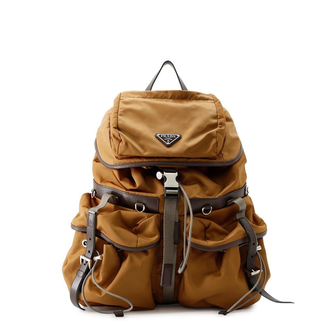 Prada Triangle Backpack Nylon Leather 2VZ117 PRADA Handbag: --- Catalog ---Category: SizeWeight: 1.14kg / 2.51lb.Size (HxWxD): 39cm x 30cm x 15cm / 15.35'' x 11.81'' x 5.9''Category: DesignType: BackpackColor: BrownGender: Women,MenMaterial: Nylon , Leather Ha