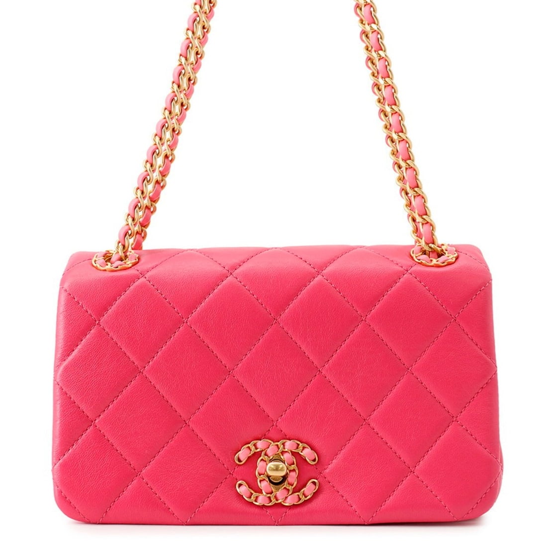 Chanel Chain Shoulder Bag Mini Flap Matelassé Coco Mark 19 Leather CHANEL Handbag Women's: --- Catalog ---Category: SizeWeight: 410g / 14.46oz.Size (HxWxD): 12cm x 20cm x 6.5cm / 4.72'' x 7.87'' x 2.55''Strap Length: 65cm - 115cm / 25.59'' - 45.27''Category: DesignType: Handbag, Shoulder ba