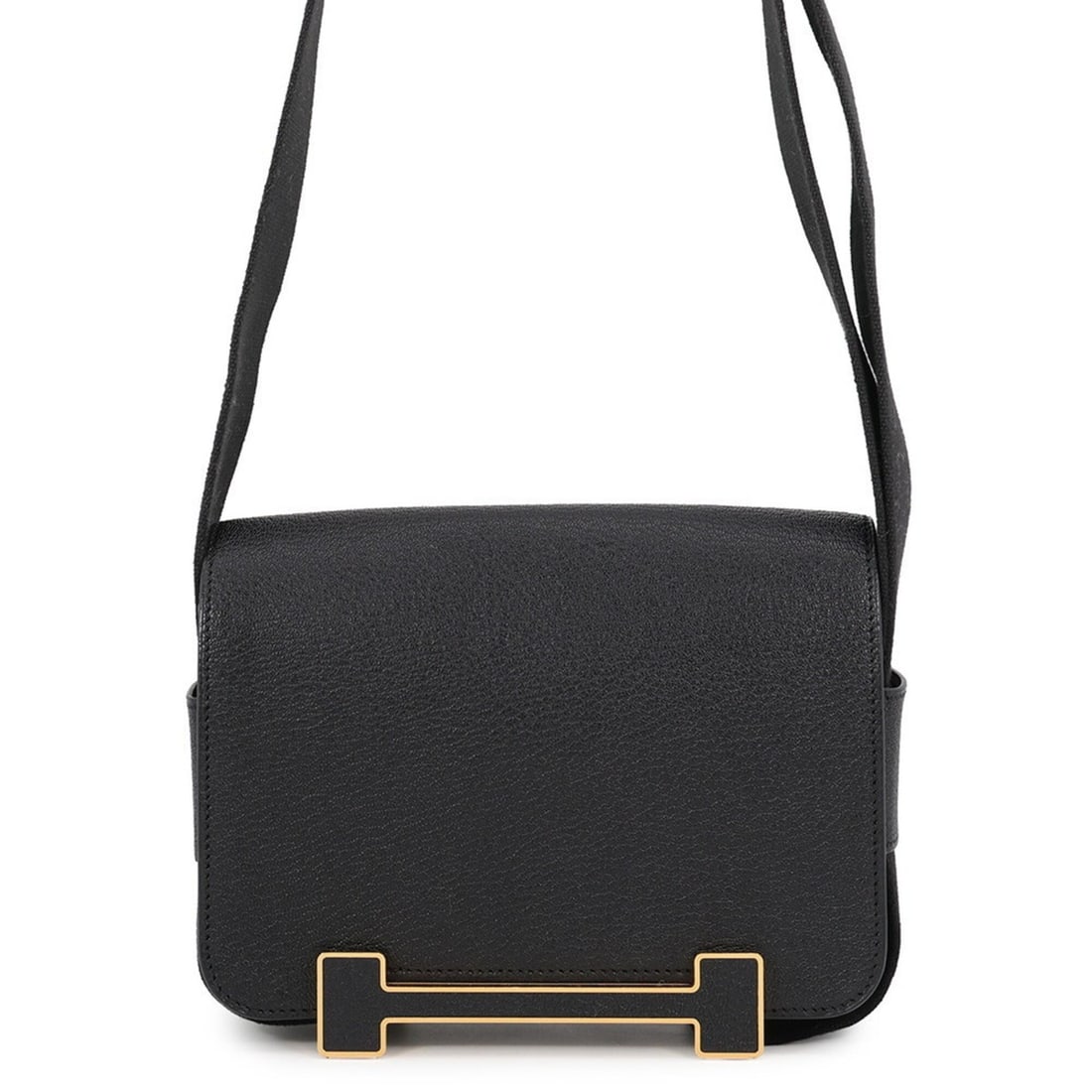 Hermes Shoulder Bag Geta Black Chevre Mysore B Stamp HERMES Handbag