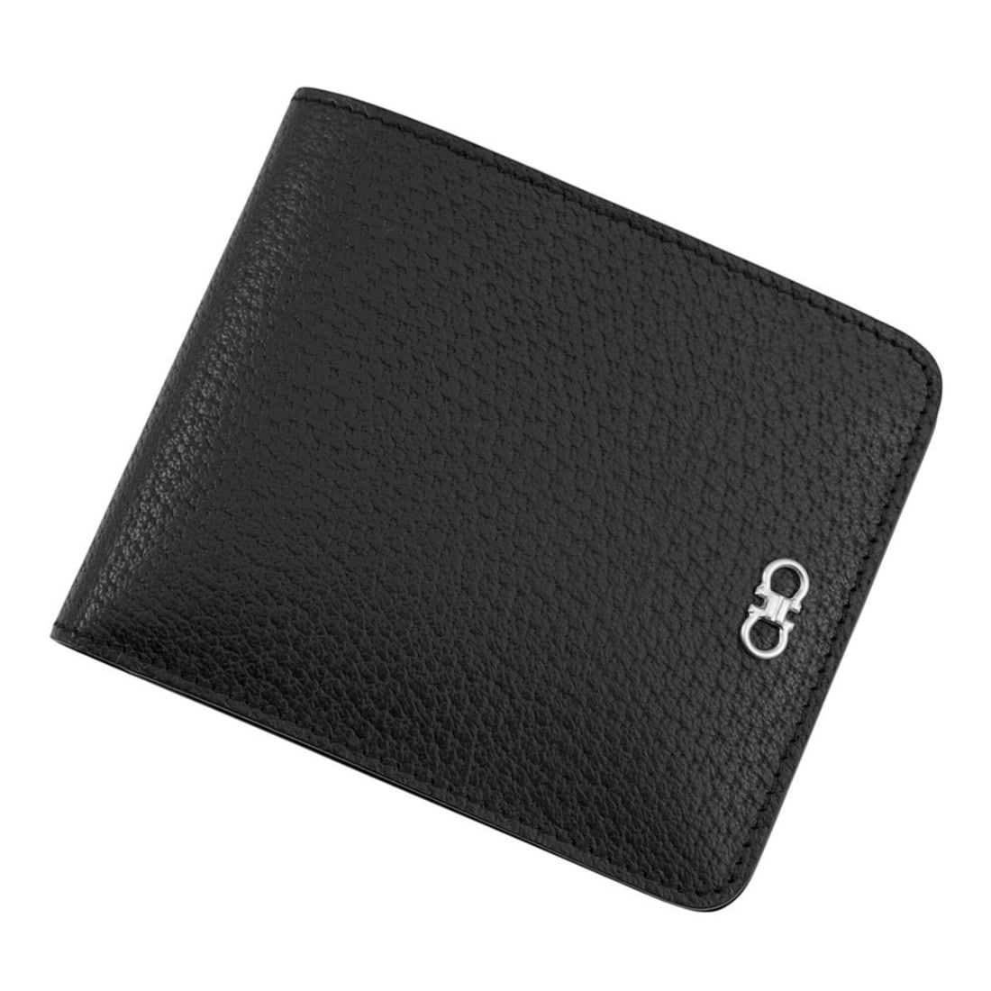 Salvatore Ferragamo bi-fold wallet, Gancini leather, 665571, black. wallet.