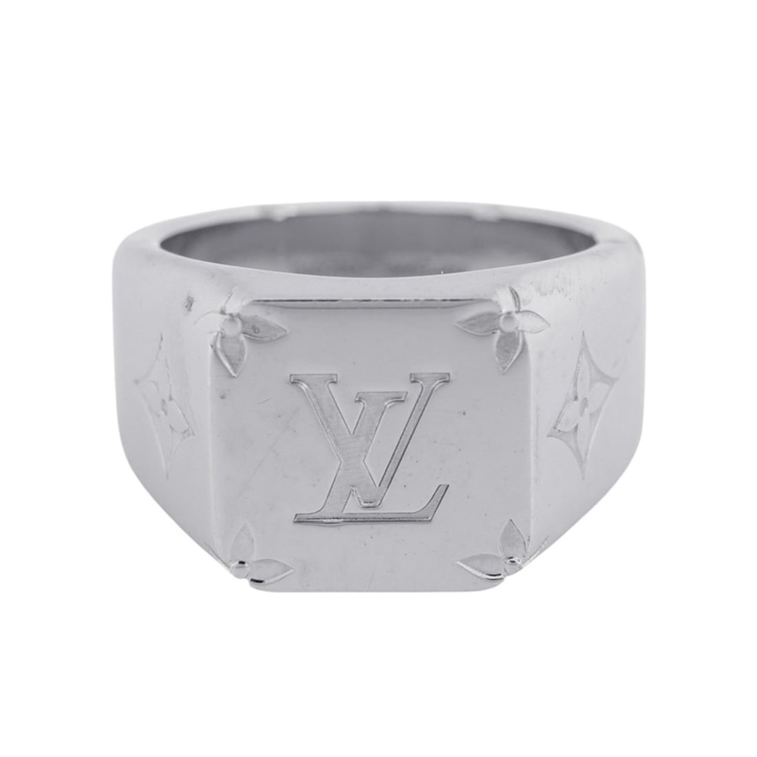 Louis Vuitton Signet Ring, Monogram, Size L (approx.), M62488, LOUIS VUITTON, Men's Ring for Men,: --- Catalog ---Category: SizeJP Size: 21US Size: 10Category: DesignType: Band ringColor: SilverGender: MenMaterial: MetalCategory: GeneralBrand: Louis VuittonCountry of Origin: Italy--- Item List ---S