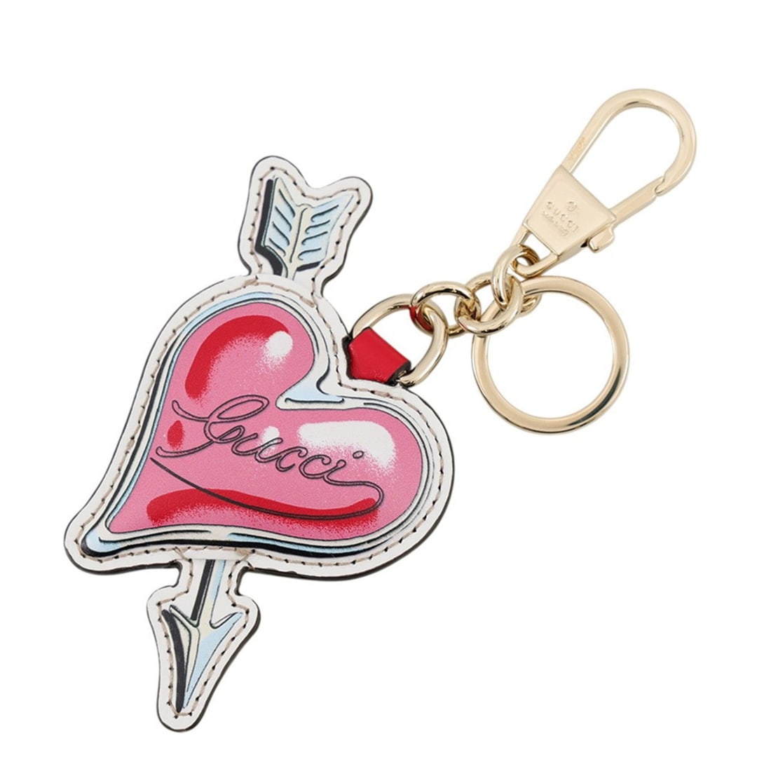 Gucci GG Supreme Playful Heart Leather Keychain 842695 GUCCI Charm