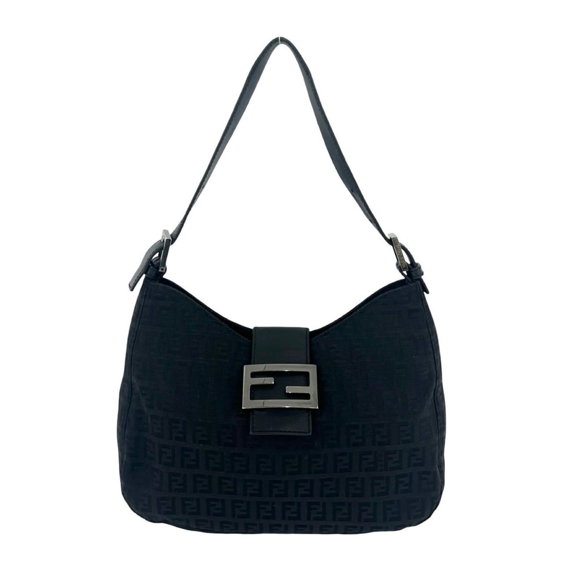 FENDI Zucchino FF Logo Pattern Canvas Leather Semi-One Shoulder Bag Handbag Black 36180: --- Catalog ---Category: SizeSize (HxWxD): 17.5cm x 27.5cm x 7cm / 6.88'' x 10.82'' x 2.75''Category: DesignType: Handbag, Shoulder bagColor: BlackGender: WomenMaterial: Canvas , Leather Category: Gen
