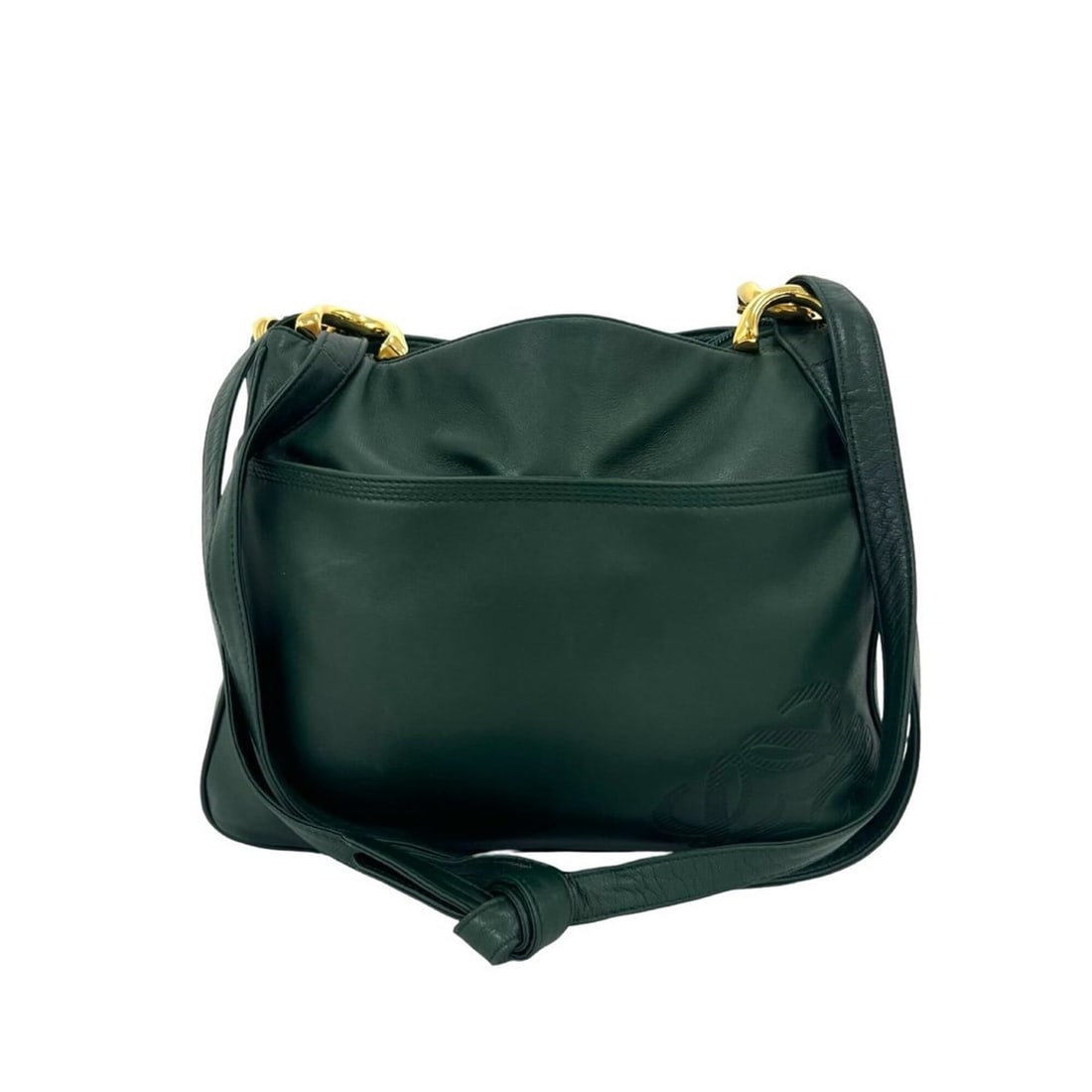 LOEWE Vintage Anagram Leather 2-Way Semi-Shoulder Bag/Sacoche/Pouch, Green, 13503 (1 of 16)