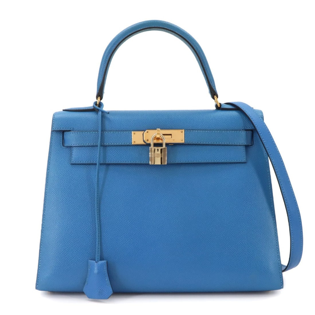 Hermes Kelly 28 2-way Hand/Shoulder Handbag, Courchevel Epsom Leather, Blue France, External: --- Catalog ---Category: SizeSize (HxWxD): 21cm x 29cm x 11.5cm / 8.26'' x 11.41'' x 4.52''Category: DesignType: HandbagColor: BlueGender: WomenMaterial: Courchevel leather Category: GeneralBrand: Her